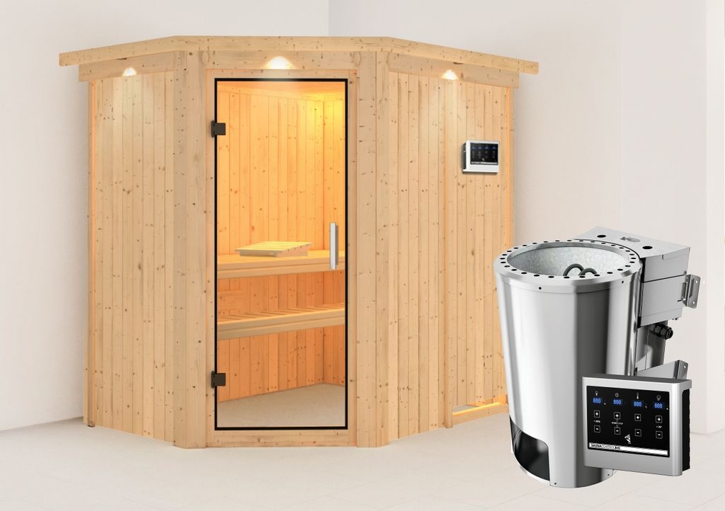 Bild von Sauna Saja Eckeinstieg, 3,6 kW Bio Ofen externe Steuerung easy
