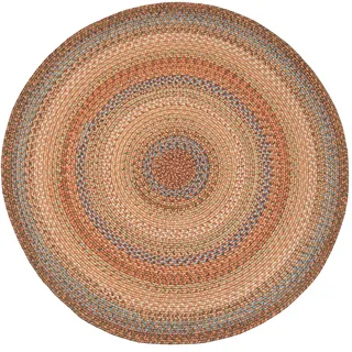 Jute & Co. Runder Teppich, Mehrfarbig, praktisch und strapazierfähig, Modell Bahia, aus Polypropylen, geflochten, 90 x 90 cm