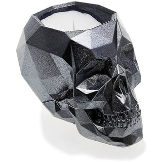 Candellana Skull Low-Poly Steel Lavender's Blue, Duftkerze, 12.5x8x8cm, 100ml, europäisches Wachs, natürlicher Baumwolldocht, Anti-Moskito