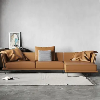 Ecksofa L-form Leder Wohnlandschaft Relax Sofa Design Couch Lounge Sofas Eck Neu - Braun