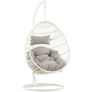Gardenson Hängesessel , Weiß , Holz , Rattan , 95x196x95 cm , Gartenmöbel, Gartenschaukeln, Hängesessel