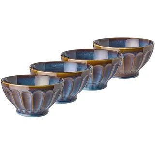 Butlers Schüssel 4er-Set Bergamo 850 ml , Blau , Keramik , 16x9x16 cm , Geschirr, Schalen & Schüsseln, Müslischalen