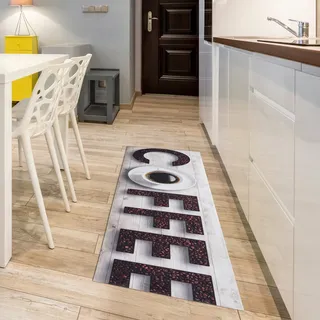 Andiamo Läufer »Kitchen« rechteckig 3 mm Höhe Vinyl-Küchenläufer, moderne Küchenmotive, Pasta, Gewürze, Kaffee, braun