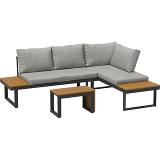 Lounge-Set Lipson 3-teilig aus Akazienholz und Aluminium Grau