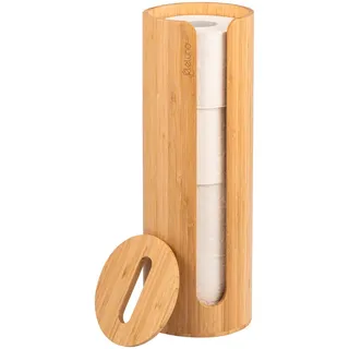 eluno Toilettenpapieraufbewahrung, für 4 Rollen, Bambus , Braun , Holz , 14.5x42x14.5 cm , Badezimmer, WC Ausstattung, Toilettenpapierhalter