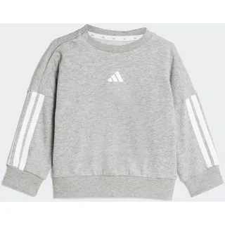 Trainingsanzug ADIDAS SPORTSWEAR "I 3S FT JOG 240", Kinder, Gr. 92, grau (medium grau heather, weiß), Obermaterial: 70% Baumwolle, 30% Polyester, Sportanzüge Trainingsanzug