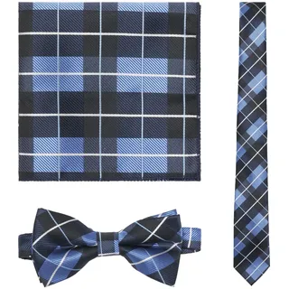 Krawatte BABISTA "3 tlg. Krawattenset ELINI", Herren, Gr. Blacklist, blau (blau kariert), Obermaterial: 100% Polyester COOLMAX(R) PES(Coolmax)., Krawatten Krawatte