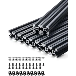 Vevor 10er Set Aluprofil, 1000 mm T-Nut 2020 Aluminium-Strangpressprofil, eloxierte Linearschiene nach europäischem Standard, Nutenprofil für 3D-Drucker, CNC-Maschine DIY, Lasergravur, Schwarz