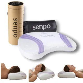 Senpo Nova Kopfkissen - ergonomisches Nackenkissen aus Memory Foam, druckentlastend, höhenverstellbar, Tencel Bezug, atmungsaktiv, antibakteriell - 68×35x11 cm