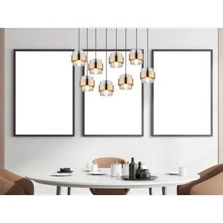 LED Balkenpendelleuchte Esstischlampe mehrflammig kleine Rauchglas Lampenschirme