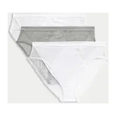 Womens Body by M&S 3er-Pack hoch geschnittene Slips mit hoch ausgeschnittenem Bein - White Mix, White Mix, 6