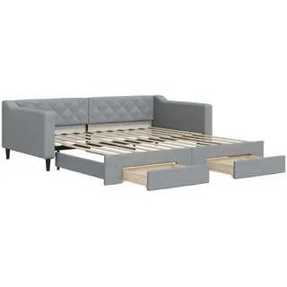 vidaXL Tagesbett Ausziehbar mit Schubladen Hellgrau 100x200 cm Stoff - Grau