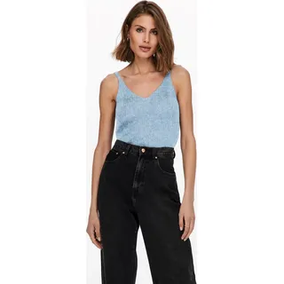 Geripptes Crop Top Kurzes Bauchfreies V-Ausschnitt Oberteil ONLLINA | XS - Blau