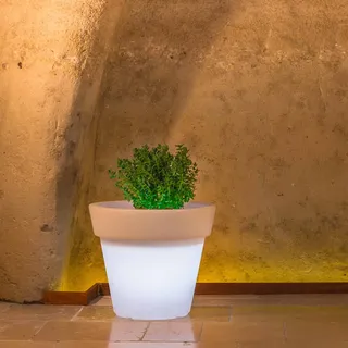 BLUMENTOPF H95 PFLANZKÜBEL PFLANZENKÜBEL TOPF RUND WEIß LAMPE