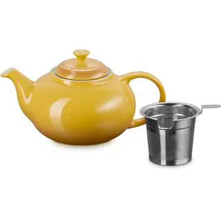 Le Creuset Steingut-Teekanne mit Edelstahl-Teesieb, 1,3 l, Nectar