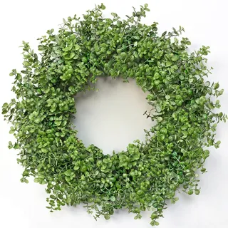 Dremisland Künstlicher Kränze für Haustür 56 cm Frühling Buchsbaumkranz Künstliche Grüne Blätter Kranz Groß Buchsbaum Türkranz Dekoration Gefälschter Ganzjahres Kranz für Veranda Fenster Garten