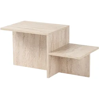 Moderner rustikaler Couchtisch, Travertin, 80 x 40 x 40 | aus 100% melaminbeschichteter Spanplatte, Stärke: 18 mm | perfekt für modernes Homeoffice & Arbeitszimmer, Elegantes & funktionales Design