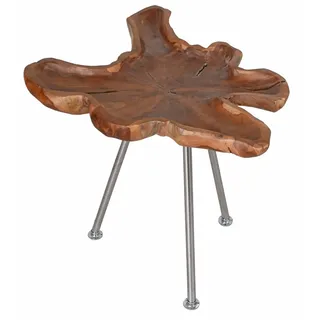 Beistelltisch 63cm Teak Holz mit Jahresringen Baumscheibe Couchtisch Nachttisch