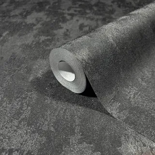 Marburg Vliestapete Uni Metalloptik Glänzend Modern 10,05 m x 0,53 m Schwarz