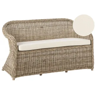 Beliani Gartensofa 2-Sitzer Naturfarben Susua , Naturfarben, Weiß , Naturmaterialen , 150x87x69 cm , Gartenmöbel, Loungemöbel, Gartensofas & Loungesofas