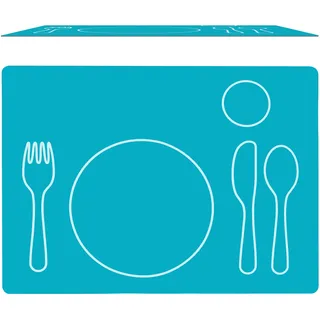 Montessori Silikon Tischset für Kinder - Platzset - abwaschbar (blau, 40x30cm)