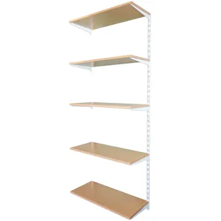 Biedrax Wandregal - Anbauregal 30 x 40 x 200 cm, Farbe weiss - 5 Fachboden Buche