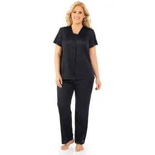 Exquisite Form Coloratura 90807 Damen-Pyjama-Set mit kurzen Ärmeln, Übergröße, schwarz - Midnight Black, 1X