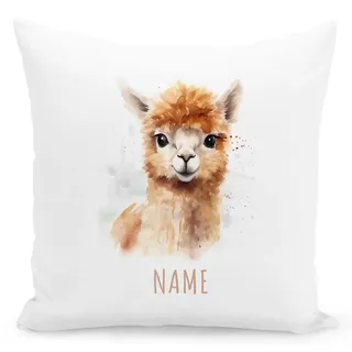Alpaka Kissen personalisiert mit Namen als Kuschelkissen für Kinder | Personalisiert, weicher Bezug inkl. Füllung, 40 x 40 cm, inkl. Füllung & Bezug, Kuschelkissen mit Alpaka