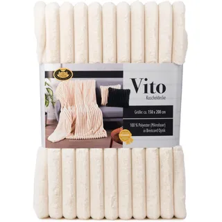 Gözze - Wohndecke Vito, Luxuriöse Fellimitat-Decke, Cord-Kuscheldecke mit weicher Rückseite, 150 x 200 cm - Creme