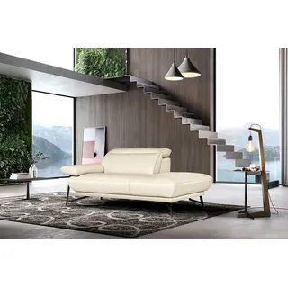 Egoitaliano Ottomane "Anais, erstklassiges Designsofa, Breite 179 cm, Fußfarbe schattengrau", Kopfteil verstellbar, Leder BULL, cremeweiß, cremeweiß