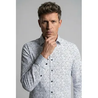 Langarmhemd OLYMP "Luxor", Herren, Gr. 46, N-Gr, weiß, Web, Obermaterial: 64% Baumwolle, 27% Polyester, 9% Elasthan, normal, 2-Knopf-Manschette, Hemden Langarmhemd, modern fit, Businesshemd, New Kentkragen