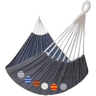 GOCAN Hängematte Outdoor 2 Personen 220x150cm Gesamtlänge 330cm Traglast 300kg Canvas Baumwollhängematte für Garten Indoor Kinder Balkon Dunkelgrau XXL