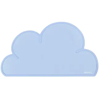 PREMYO Tischset Kinder Platzset Abwischbar - Platzdeckchen Baby aus Silikon - rutschfest Wasserdicht Wolke Blau