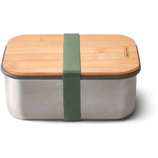 Bild von BLACK + BLUM Edelstahl Sandwichbox | Olive | 1,25 L Edelstahl Dose mit Deckel | Silikon-Trennwand & Silikonband | Bambusdeckel/Schneidebrett | Lunchbox Erwachsene BPA-frei | Bento Box Erwachsene