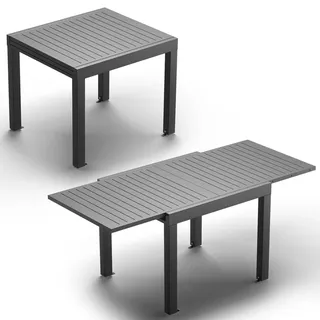 JUMMICO Gartentisch Ausziehbar aus Aluminium, Wetterfester & Kratzfester Tisch mit Sicherheitsauszug, Leichter Esstisch für Balkon, Terrasse und Garten
