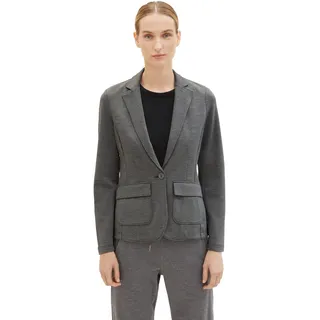 TOM TAILOR Damen Slim Fit Basic Blazer mit Melange-Optik, shady grey melange, XS
