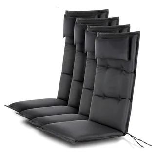 4er-Set Stuhlauflagen für Hochlehner - Sitzpolster für Gartenstühle, geeignet für Innen- und Außenbereich, aus pflegeleichtem und wasserdichtem Material 120x50 cm, Farbe Anthrazit