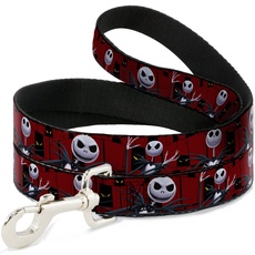 Buckle-Down Hundeleine Nightmare Before Christmas 3 Jack Posen mit Augen Burgunderrot, 1,2 m lang, 1,3 cm breit, Mehrfarbig, DL-WDY323-N