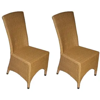 2x Set Rattan Stuhl Loom Rostock Natur Esszimmerstuhl Armlehnenstuhl Küchenstuhl - ca. 48 cm X ca. 98 cm X ca. 56 cm