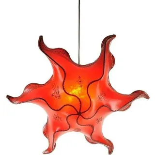 Simandra Orientalische Lampe Deckenleuchte Hängelampe marokkanische Deckenlampe Lederlampe STERN Berber 63 cm, rot - Rot