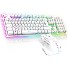 SPIRIT of GAMER x MK600 Kabellose Gaming-Tastatur, weiß, wiederaufladbar, RGB | Französisches AZERTY-Layout mit Hintergrundbeleuchtung | Gaming Keyboard Semi-Mechanisch | Wireless Mouse 4800 DPI |