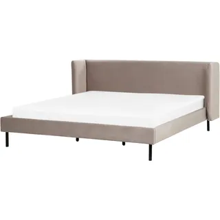Beliani Polsterbett 180/200cm Taupe Arette - Textil , 180x200 cm , Schlafzimmer, Betten, Polsterbetten