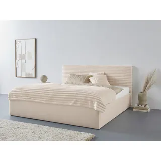 Westfalia Schlafkomfort Polsterbett "Vita", beige (hell, beige), L:210cm, Bezug: 100% Polyester, Polsterung: Polsterwatte, Material, Gestell: gepolsterter Holzwerkstoff, WESTFALIA SCHLAFKOMFORT, Betten, Polsterbett, auch mit Stauraum erhältlich, inkl. Kopfteilverstellung