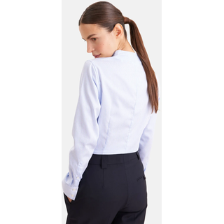Klassische Bluse SEIDENSTICKER, Damen, Gr. 3XL (46), hellblau, 100% Baumwolle, gestreift, slim fit, Blusen Klassische Bluse, 1/1 Stehkragen Gestreift