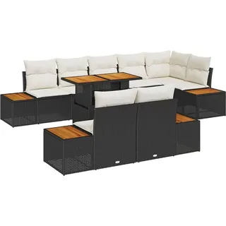 vidaXL Gartensofa-set 9 Stk. Schwarz und Beige - Schwarz