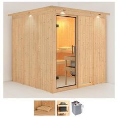 Bild von Sauna »Romina«, (Set), 9-kW-Ofen mit integrierter Steuerung, beige