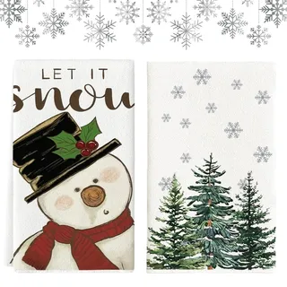 YSYZM Geschirrtücher Weihnachten Weihnachtsdeko 2er Set - 40x60cm Geschirrtuch, Geschirrhandtücher Weihnachten Tischdeko, Küchentücher