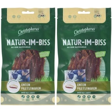 Christopherus Kausticks für Hunde, Entenfiletstreifen, Warmluftgetrocknet, Natur-Im-Biss, 70 g (Packung mit 2)