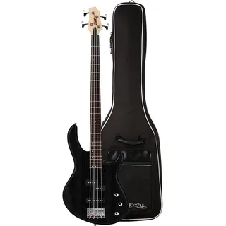 Cort Action PJ E-Bass Open Pore Black Gigbag Set