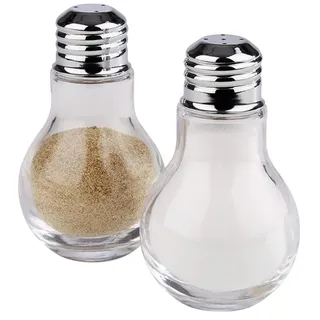 APS 40501 Glas Salz- und Pfefferstreuer-Set mit Edelstahl-Abdeckung, Ø 5 x 6.5 cm gerippt
